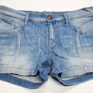 NWOT Women's Goldsign Duval Blue Denim Stretch Short Shorts size 32